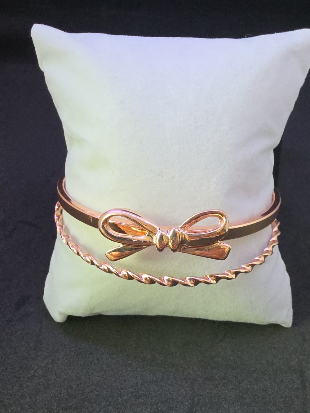 Gold Rose Bow Stackable Bracelet Set
